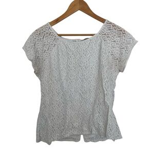 Banana Republic White Lace Women's Top with button up on back size medium